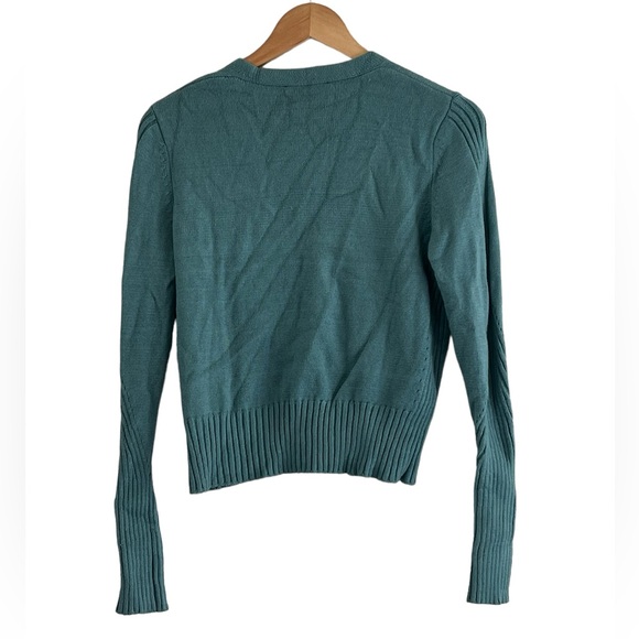 Broadway 38 | Mint green stretch fitted knit cardigan sweater size small - Picture 5 of 10